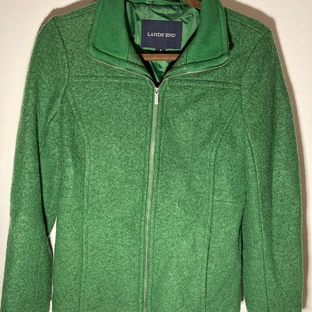 Woman’s Lands End Wool Green Jacket.